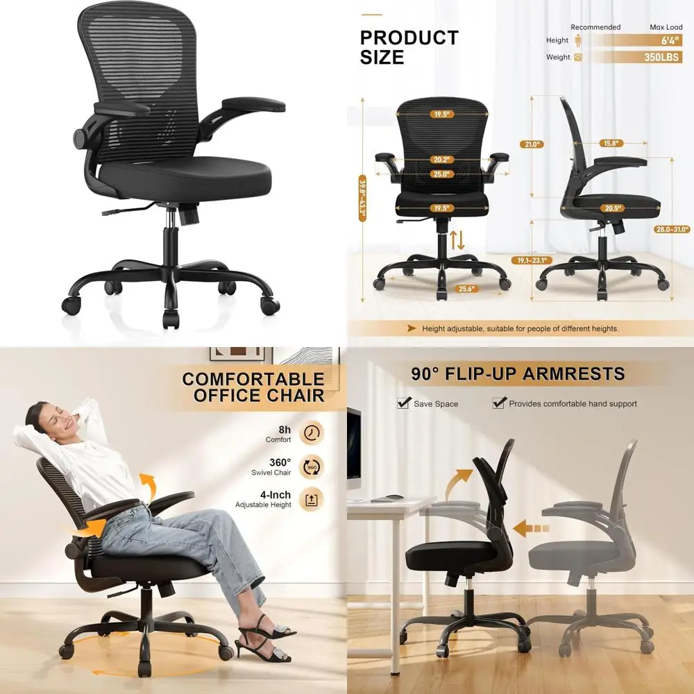 

Ergonomic High-Back Mesh Office Chair with Flip-Up Armrests, Comfortable Computer Chair for 330lbs Capacity
