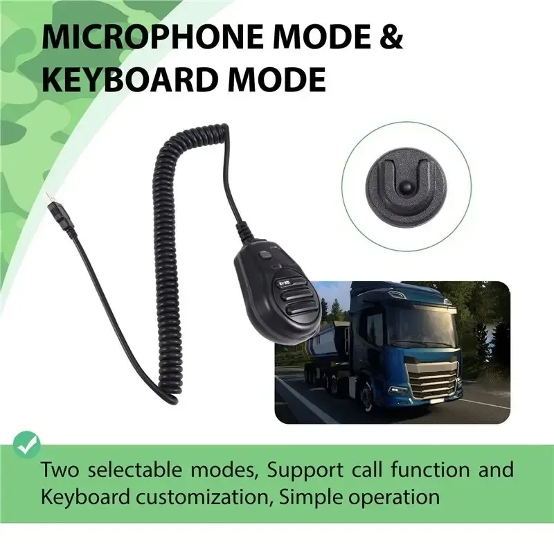 ETS2 USB CB-style Handheld Microphone, Built-in Speaker, PTT Support & Keyboard Mic Bracket