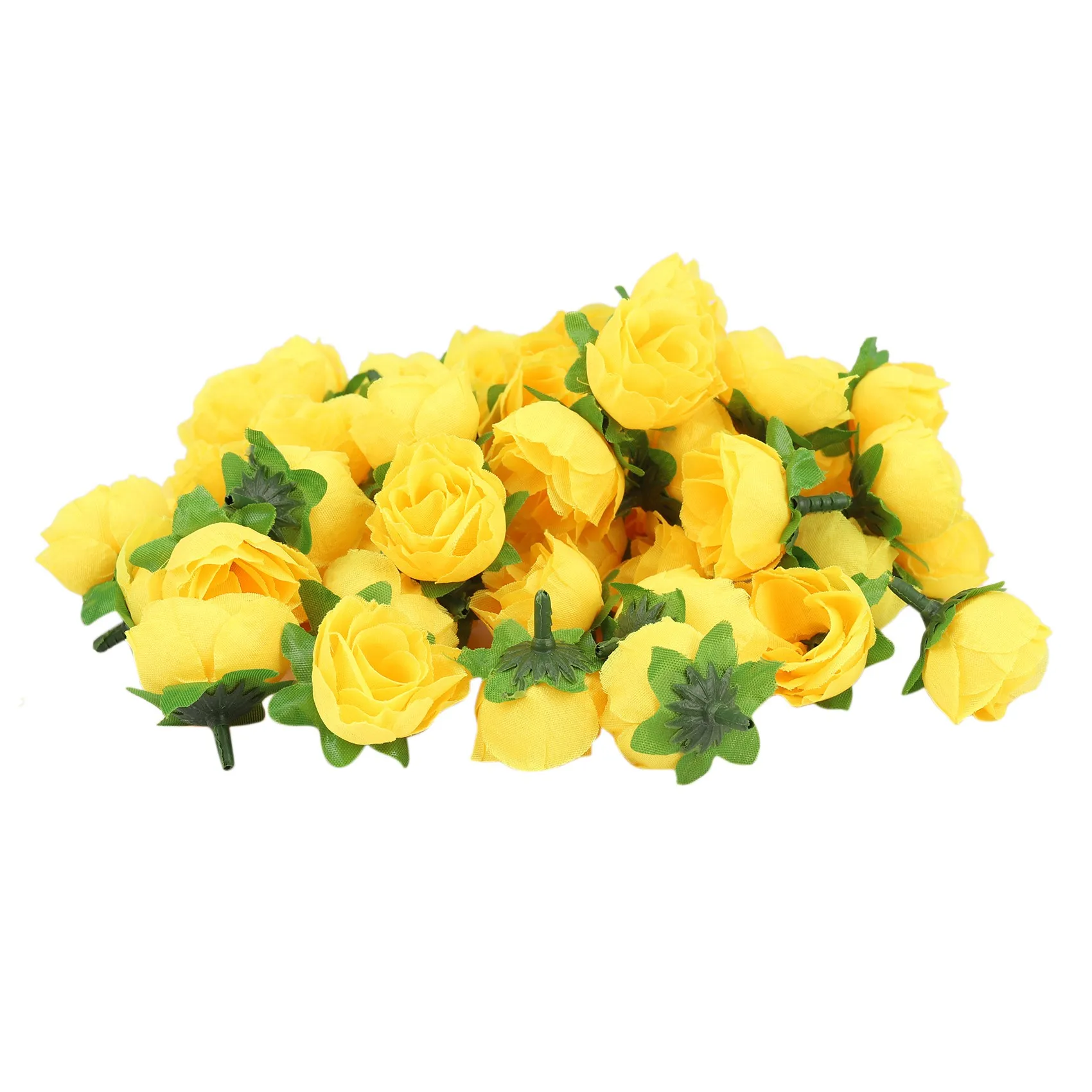 Yellow Fabric Silk Artificial Flower Heads for Decoration Pack of 50pcs