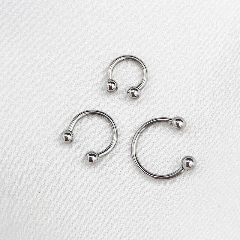 6PCS/Set Metal Horseshoe Fake Nose Ring C Clip BCR Septum Lip Stainless Steel Piercing Falso Nose Rings Hoop for Women Men