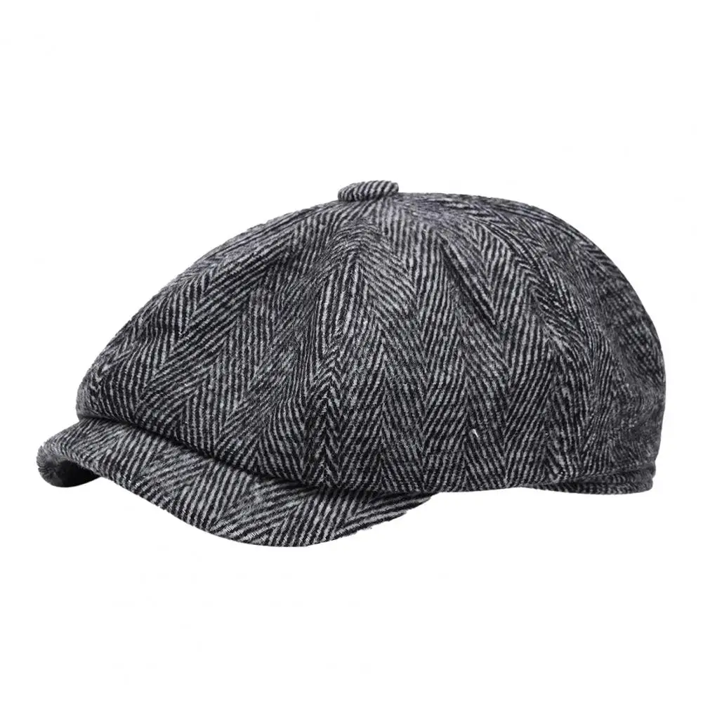 Chapéu de jornaleiro masculino forrado de lã gorros de inverno retro boina chapéus casuais unisex selvagem octogonal boné estilo inglês masculino bonés de rua