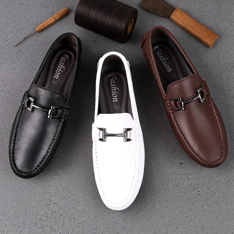

Designer Genuine Leather Men Casual Shoes Luxury Mens Loafers Moccasins Breathable Slip on Italian Driving Shoes Chaussure Homme