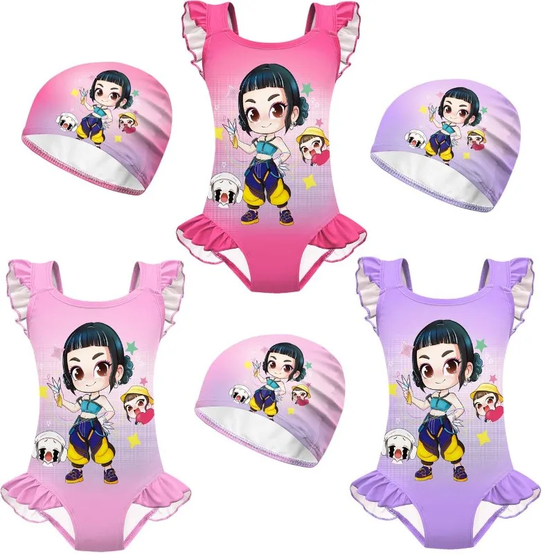 

Новое поступление, цельный купальник для девочек, комплект охотничьей кожи с кружевной отделкой, милый мягкий быстросохнущий купальный костюм для пляжного бассейна