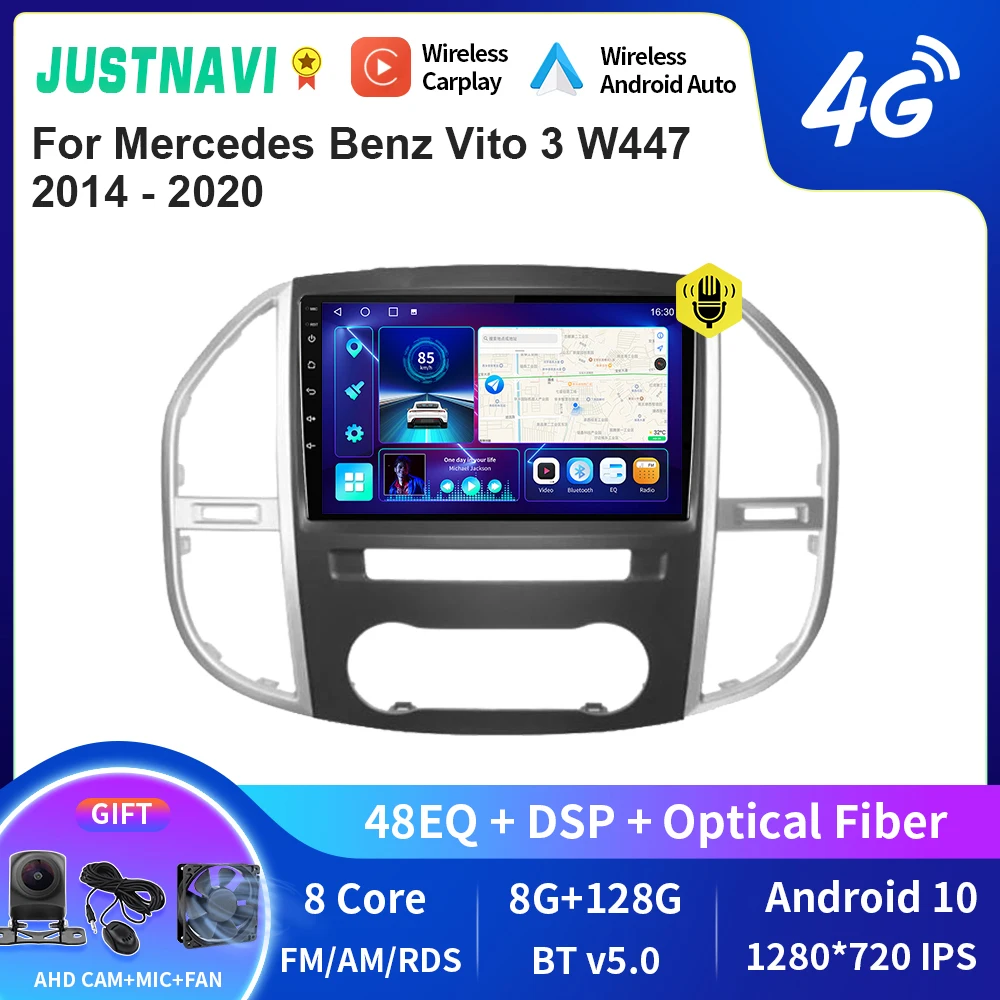 

JUSTNAVI QT10 Android 10,0 Автомагнитола для Mercedes Benz Vito 3 W447 2014 - 2020 без DVD DSP мультимедийный видеоплеер GPS