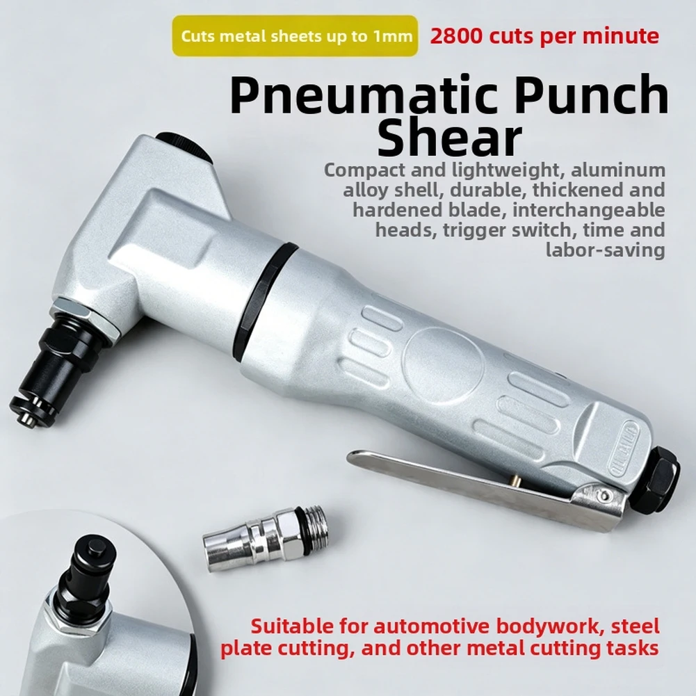 Pneumatic Cutting Shears For Metal Sheets Up To 1mm With 2800 CPM Rate And Aluminum Alloy Body Gray Finish