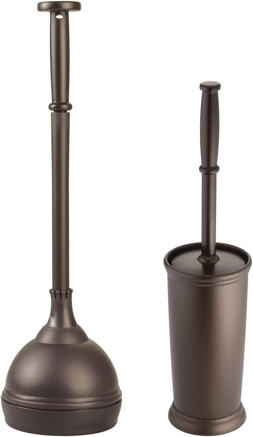 

Modern Compact Toilet Plunger and Brush Set for Bathroom Storage - Heavy Duty Deep Cleaning Accessories in Bronze