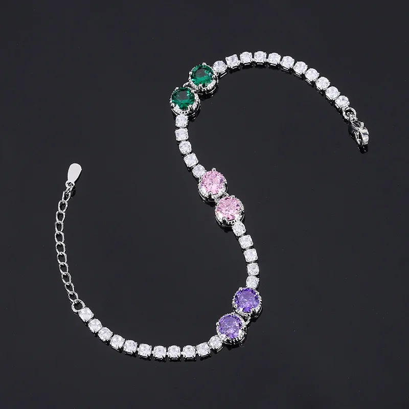 Light Luxury Natural Amethyst Gemstone Bracelet New Diamond-Studded Heart Bracelet