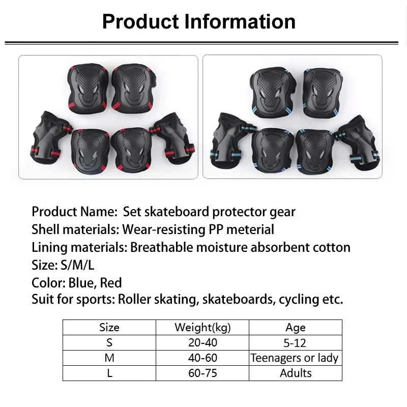 Kids Adults Skateboard Roller Skating Protective Gear Wrist Elbow Knee Pads Protector Cycling Riding Helmet Safety Guard