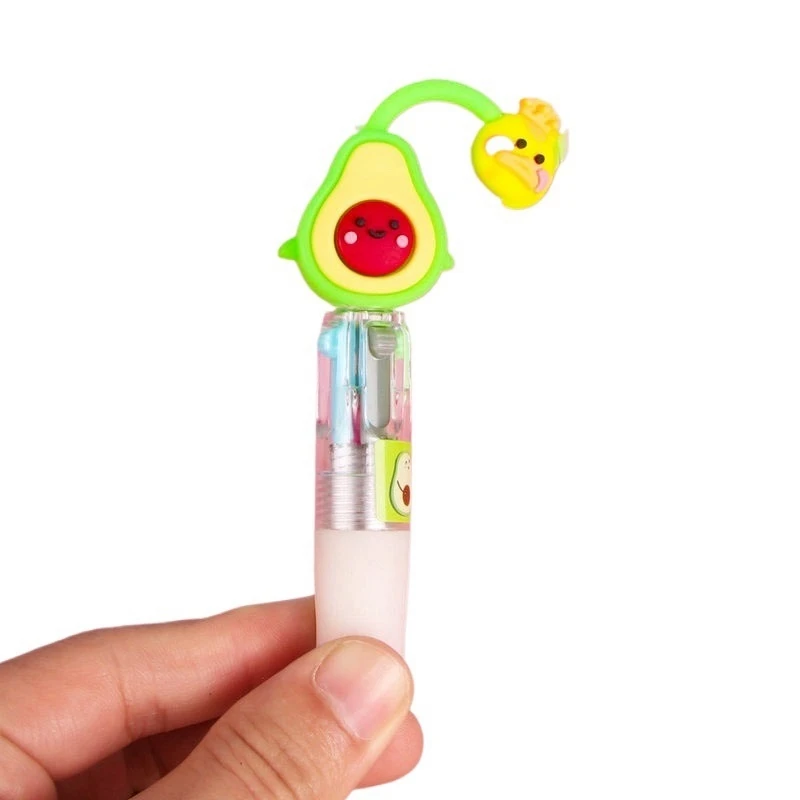 50Pcs Short mini 4-color ballpoint pen avocado ballpoint pen cute doll writing tool student stationery Four-color pen