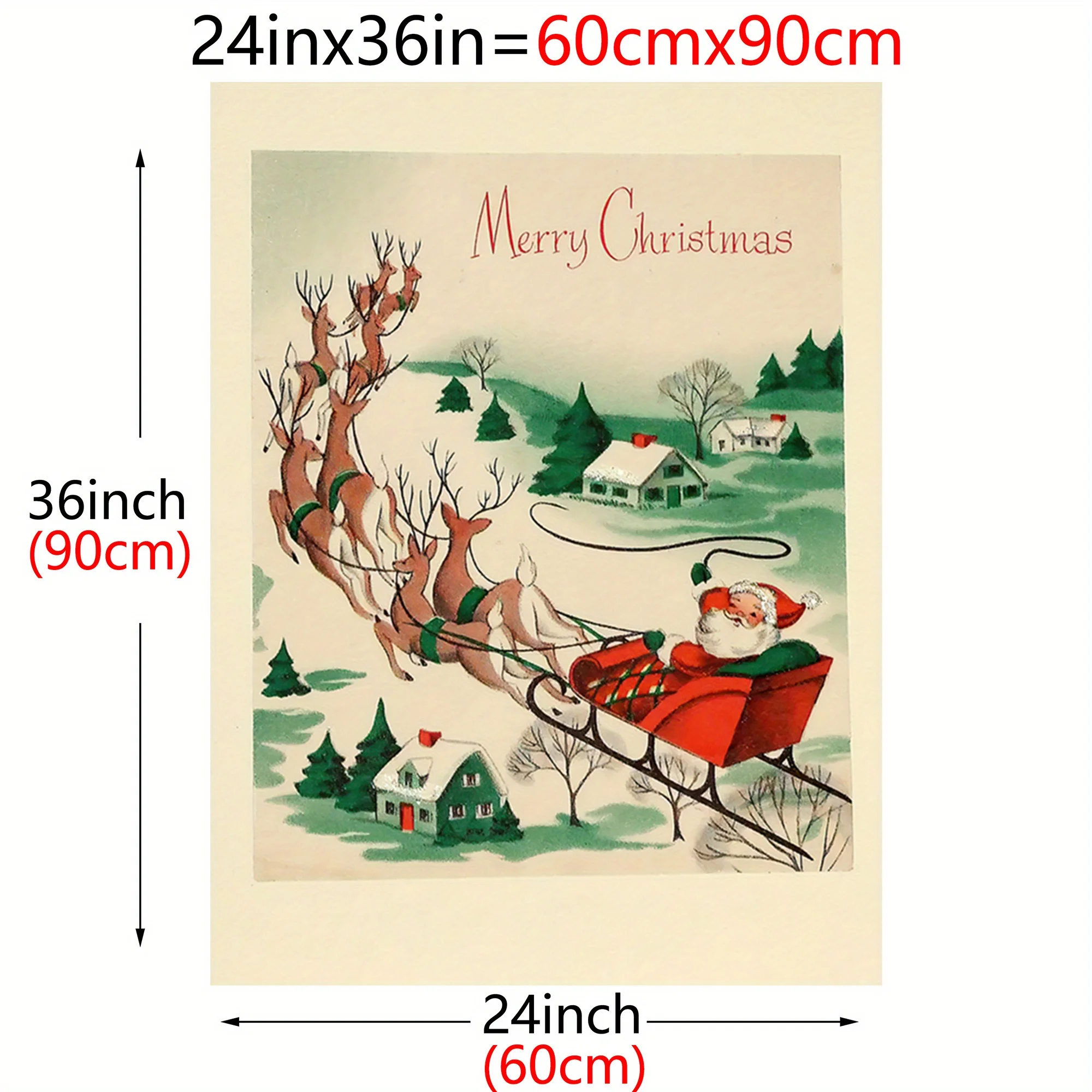 [Christmas] 2D Flat, 2D Flat, 1pc Frameless Stylish Canvas Artwork Featuring Santa Claus And a Deer, Perfect for Christmas De