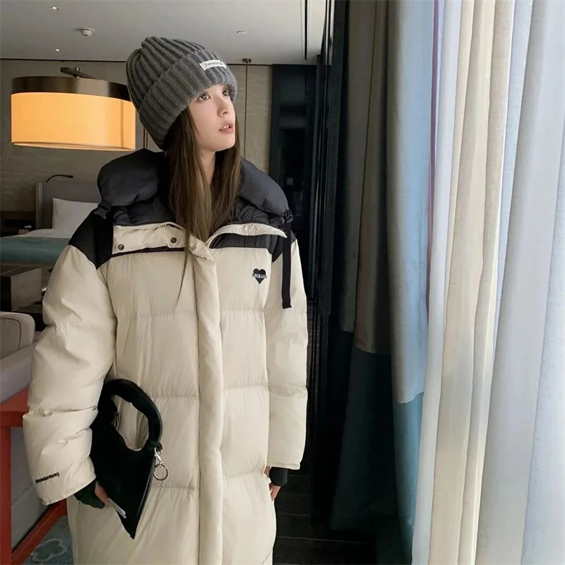 2024 Winter Women\'s Puffer Casual Snow Wear Coat Long Parkas Clothes Hooded Cotton Padded Jacket Female Windproof Overcoat Oute