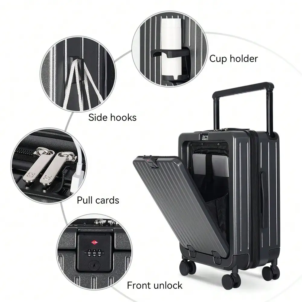 20/24-Inch Premium Hard-Shell Carry-On Suitcase,Checked Luggage Set With USB Port Luggage And Combination Lock, Smooth 360° Double Spinner Wheels