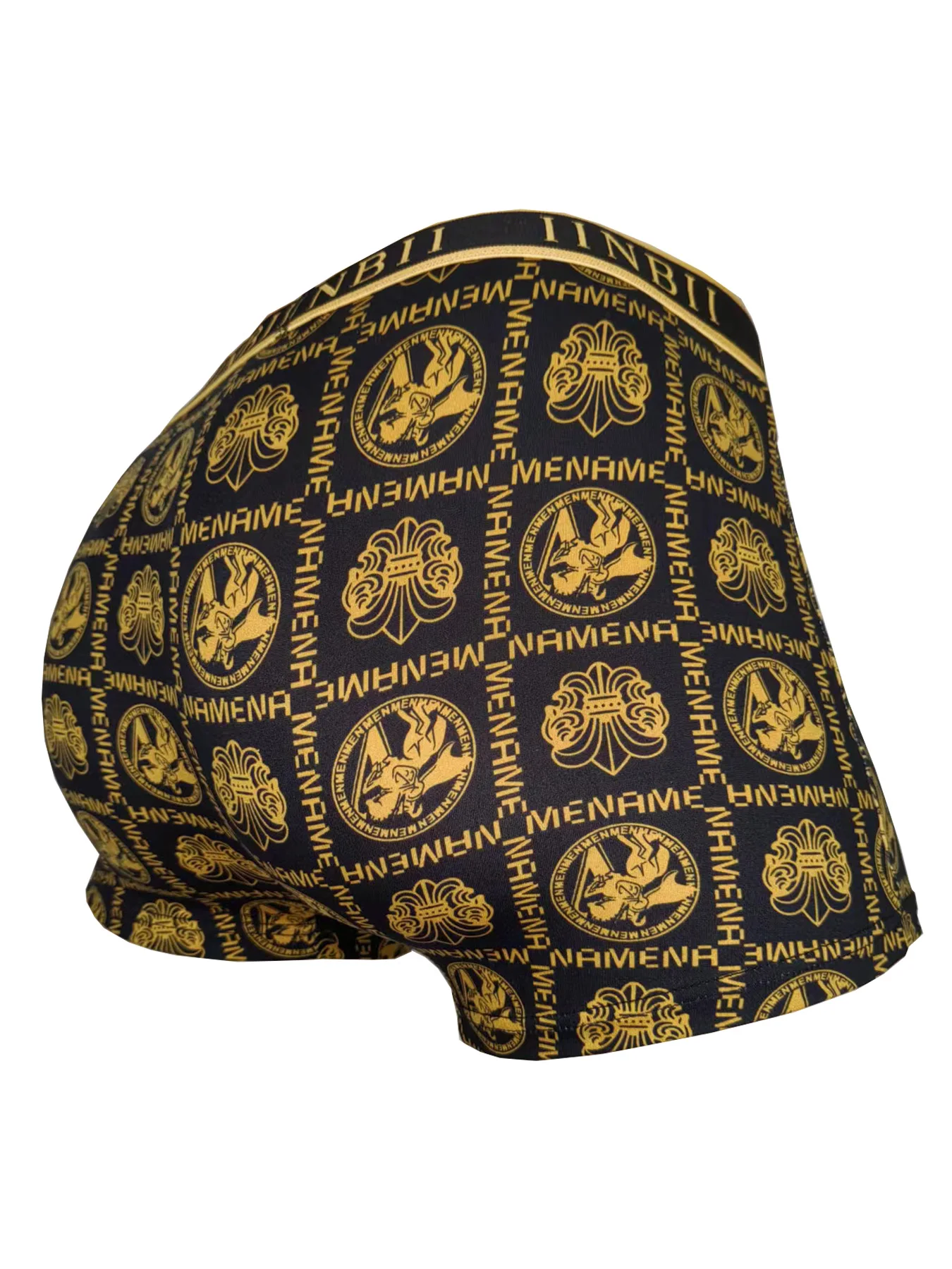 4 قطع سراويل بوكسر مطبوعة للرجال راقية، قابلة للتنفس ومريحة، ملابس داخلية للرجال مطبوعة باللونين الأسود والذهبي