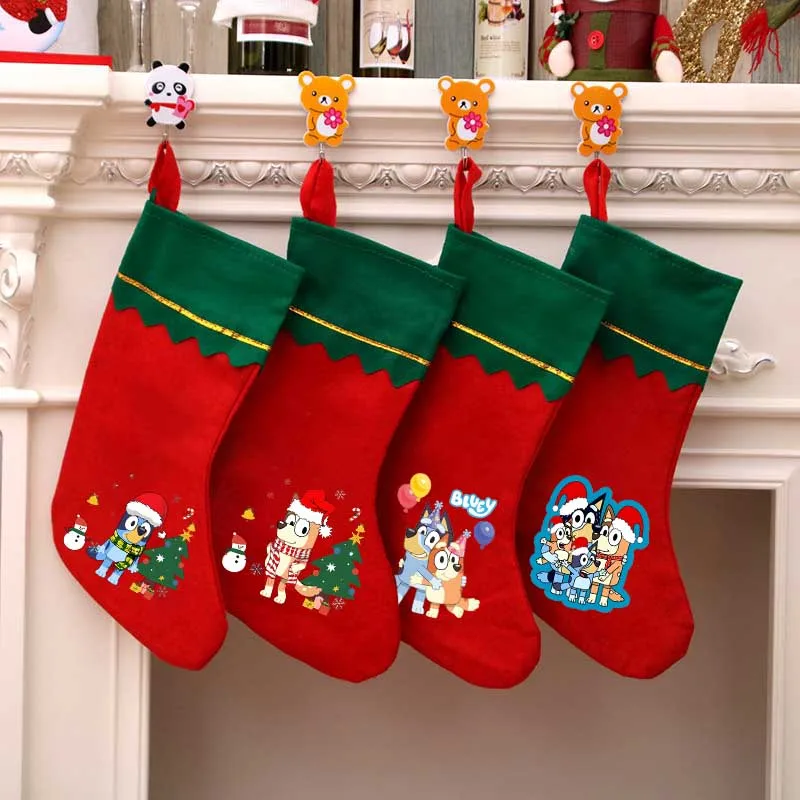 Blueys 2024 Christmas Sock Gift Bag Cute Party Xmas Tree Decoration Bingo Chilli Kids Birthday Gift Stocking Candy Storage Pouch