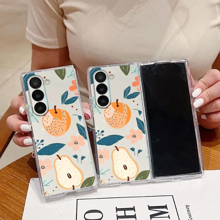 Phone Cover Case for Samsung Galaxy Z Fold 8 Ultra ZFold6 Z Fold 7 6 5 4 3 ZFold5 ZFold3 ZFold7 ZFold4 Pear Leaf Flower