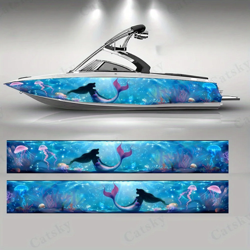 

Наклейки для лодок Dreamy Mermaid Sea Area, водонепроницаемые прочные виниловые наклейки из ПВХ для рыбацких лодок, прочная и стильная графика D