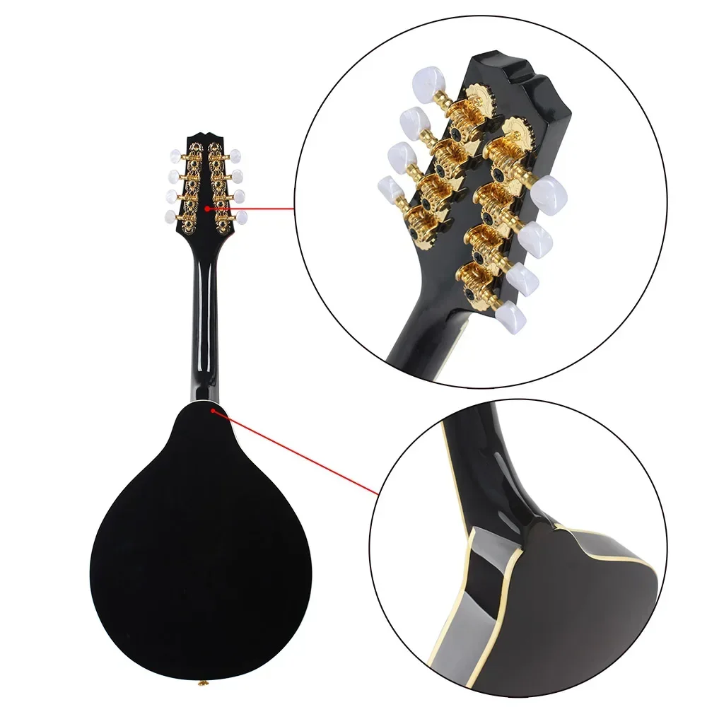 Electric Mandolin Set 8 Strings A Style Electric Mandolin with Case Strings for Beginners Practice Instruments Guitar