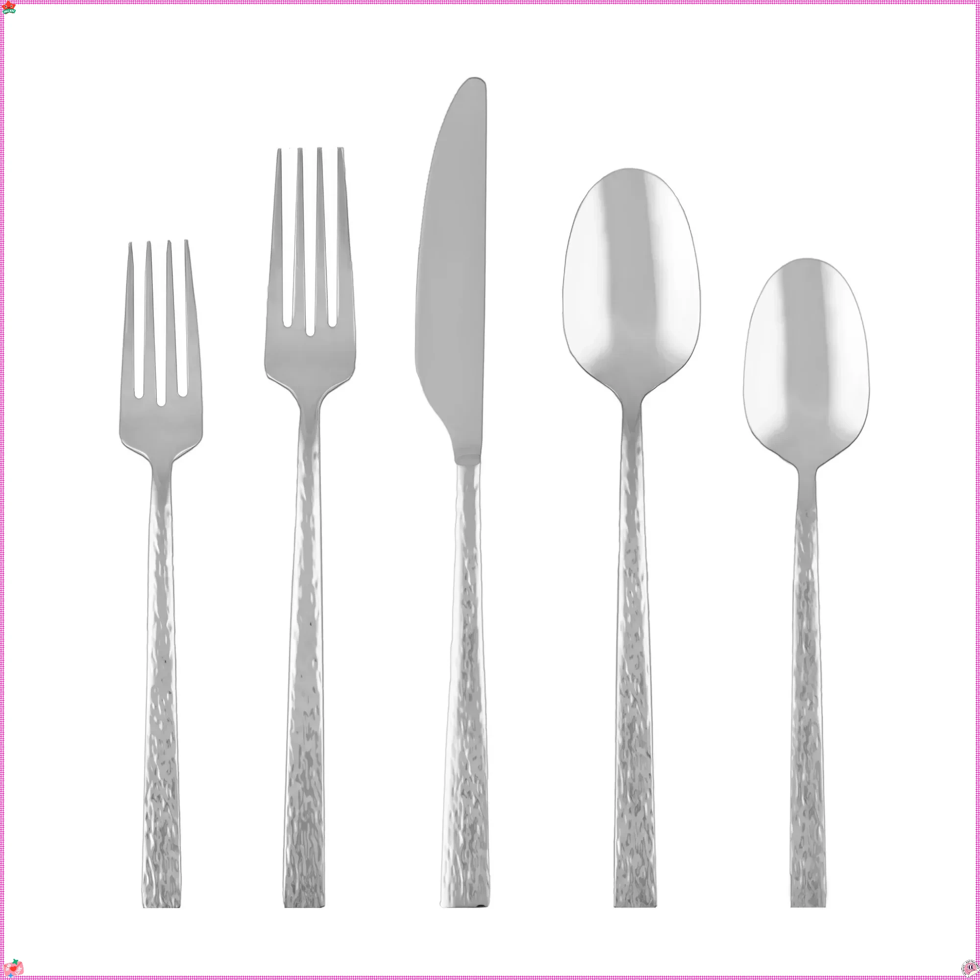 

Hammered 20-Piece Stainless Steel Flatware Set Service for 4, Mirror Finish Dishwasher Safe Durable 18/0 Steel