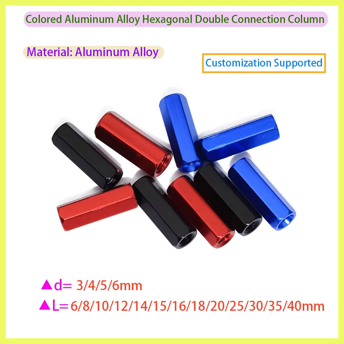 Anodized Aluminum Hex Standoff Columns Double Pass Threaded Coupling Nuts for RC Model Aircraft Support Spacer Rods