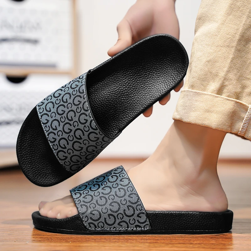 Men Fashion Slippers Slides Sandals Print Design Garden Shoes Outdoor Beach Sandals Flip Flops Casual Shoes Plus Size 39-47