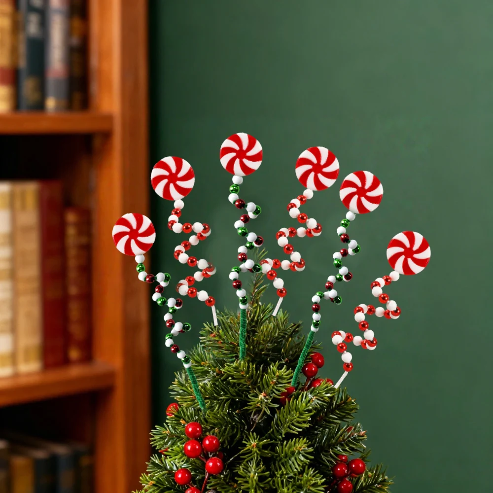 5 قطع من الحلوى البلاستيكية الحلزونية لشجرة عيد الميلاد - ديكور ذاتي الصنع بلونين لعطلة احتفالية وديكورات السنة الجديدة وديكور المنزل الاحتفالي