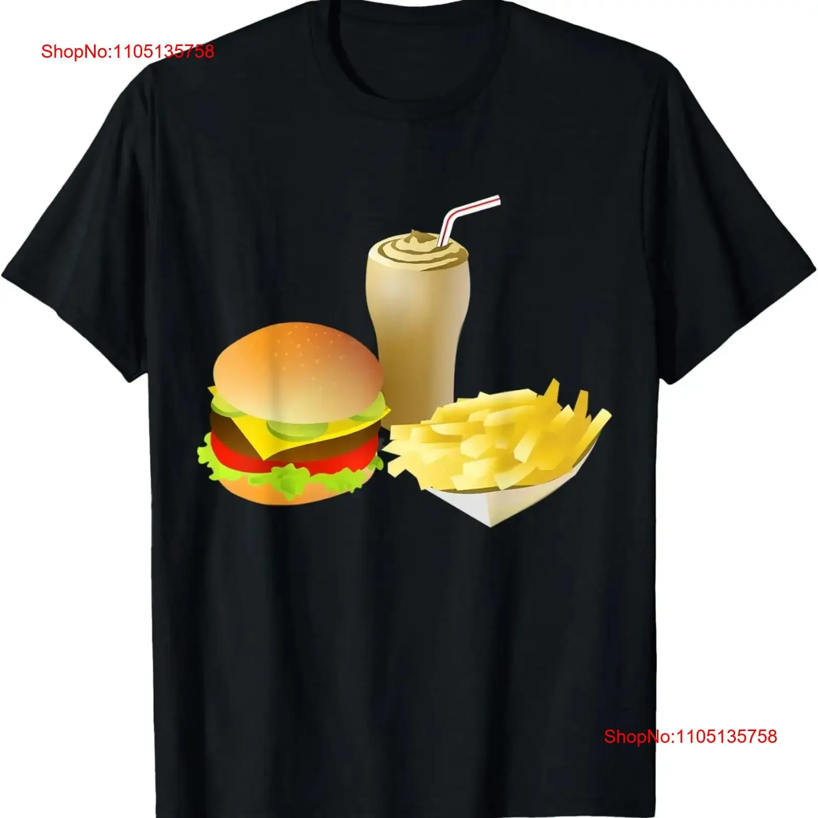 Amor comida rápida hamburguesa patatas fritas batido de leche comida camiseta vintage lavado ropa de diseñador ligeramente versátil elegante transpirable