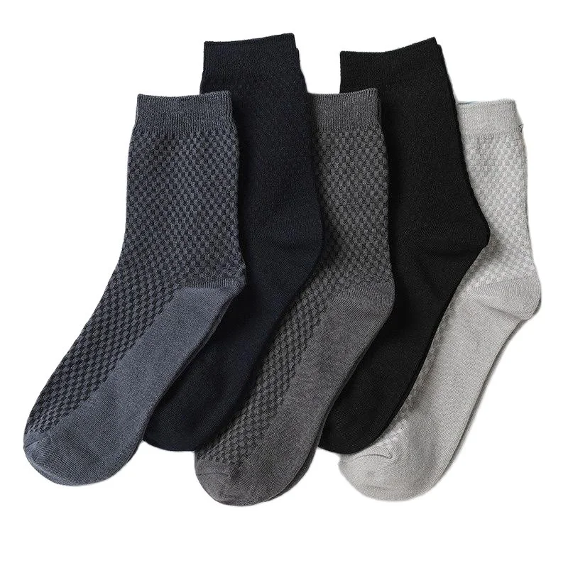 10 Pair Men\'s Bamboo Fiber Socks Harajuku Retro Breathable Business Man Socks Black Long Sock Deodorant Gift Set Size 39-46