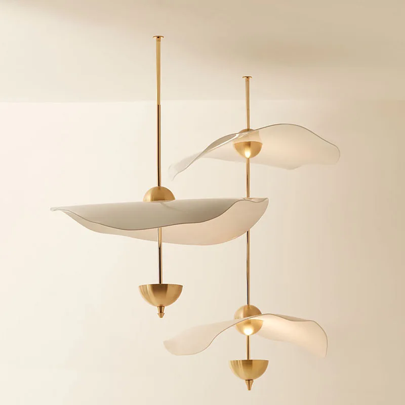 

Simple design restaurant chandelier Nordic art acrylic leaf lotus leaf lamp stairwell