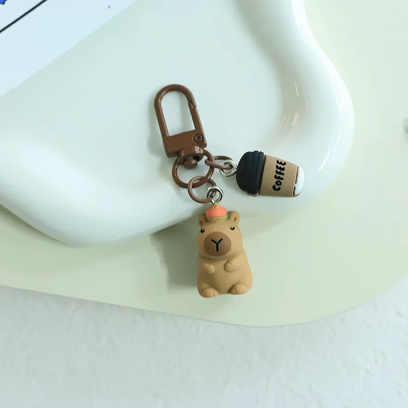 Cute Resin Capybara Key Chains for Women Girls Capibara Animal Keychain Kawaii Bag Backpack Charms Couple Friend Jewelry Gift