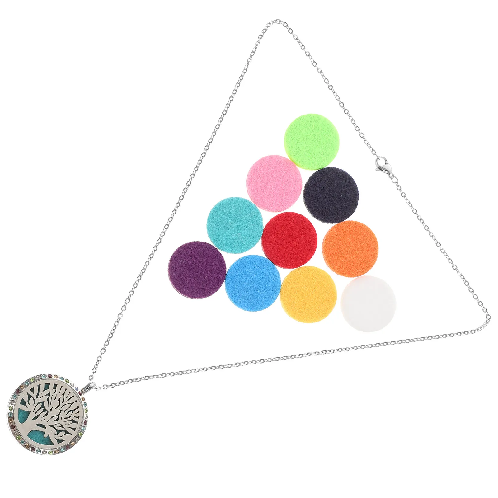 Silver Aromatherapy Essential Oil Diffuser Necklace – Tree Pendant Perfume Jewelry for Air Purifying & Stylish Wear