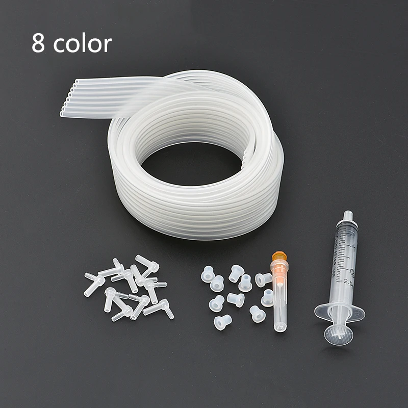 1Meter 4 6 8 color ciss line Ink tube inktube pvc pipeline + Tube Elbow + Rubber stopper CIS CISS parts Accessories kits