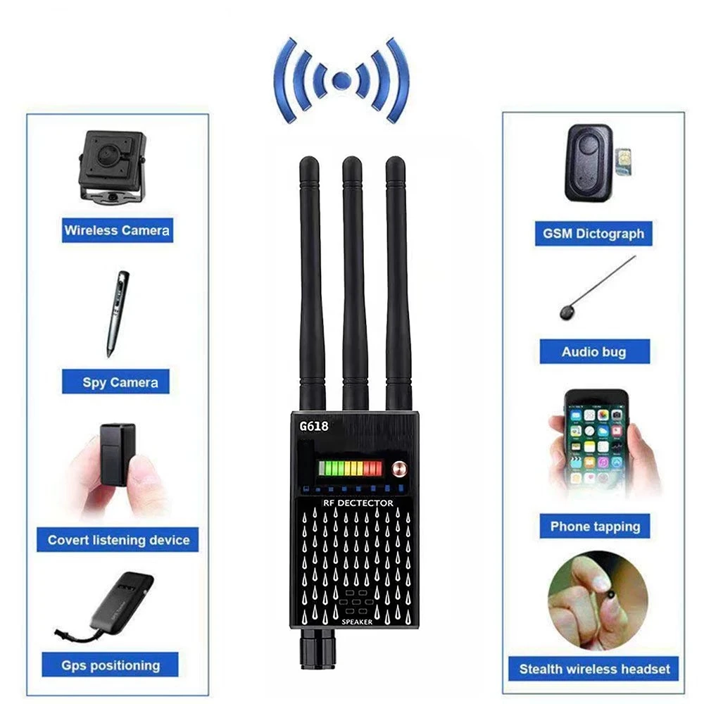 G618 G318 Anti-Spy Detector Anti Candid Camera RF Wireless Signal Finder Locator Tracker Detect GSM Audio Bug Finder GPS Scanner