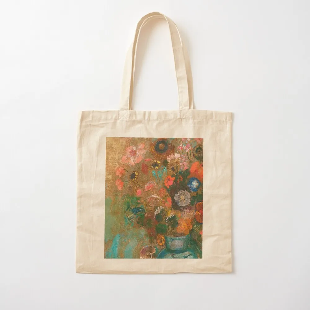 Fleurs dans un Vase Bleu by Odilon Redon Tote Bag shopper bag women canvas shopper bags for women Cloth bag Canvas Tote