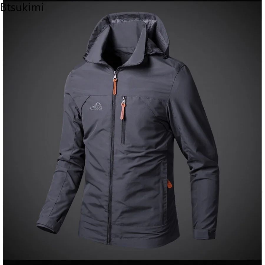 Spring Autumn New Men's Classic Windbreaker Jackets Loose Casual Waterproof Hooded Coats Men Outdoor Hiking Biking Bomber Jacket