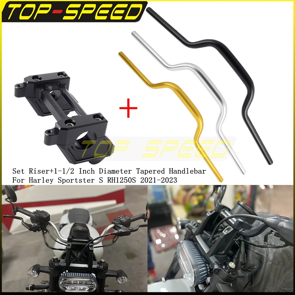 

6061-T6 Aluminum 1-1/4" Tapered Handlebar Motorcycle Handle Bar Pull Back Risers Kit For Harley Sportster S RH1250S 2021-2023