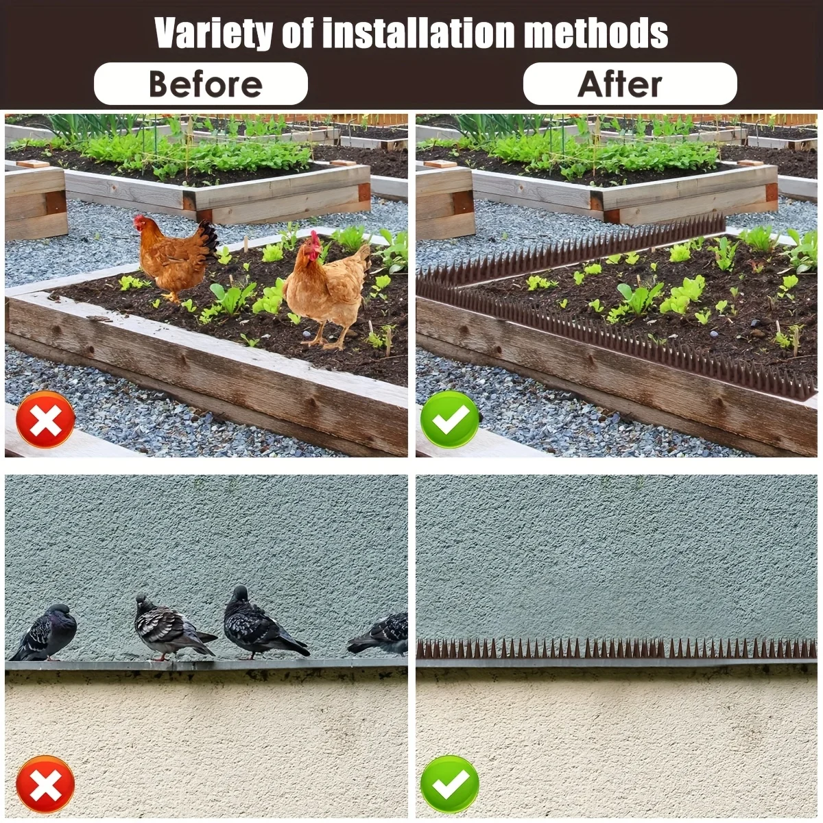 12-teiliges Set aus Kunststoff-Vogel- und Katzenabwehrvorrichtungen, humanes Mittel zur Insektenabwehr, benötigt weder Strom noch Batterien, Länge 16,9 cm, geeignet für den Einsatz im Freien. – Detail 3
