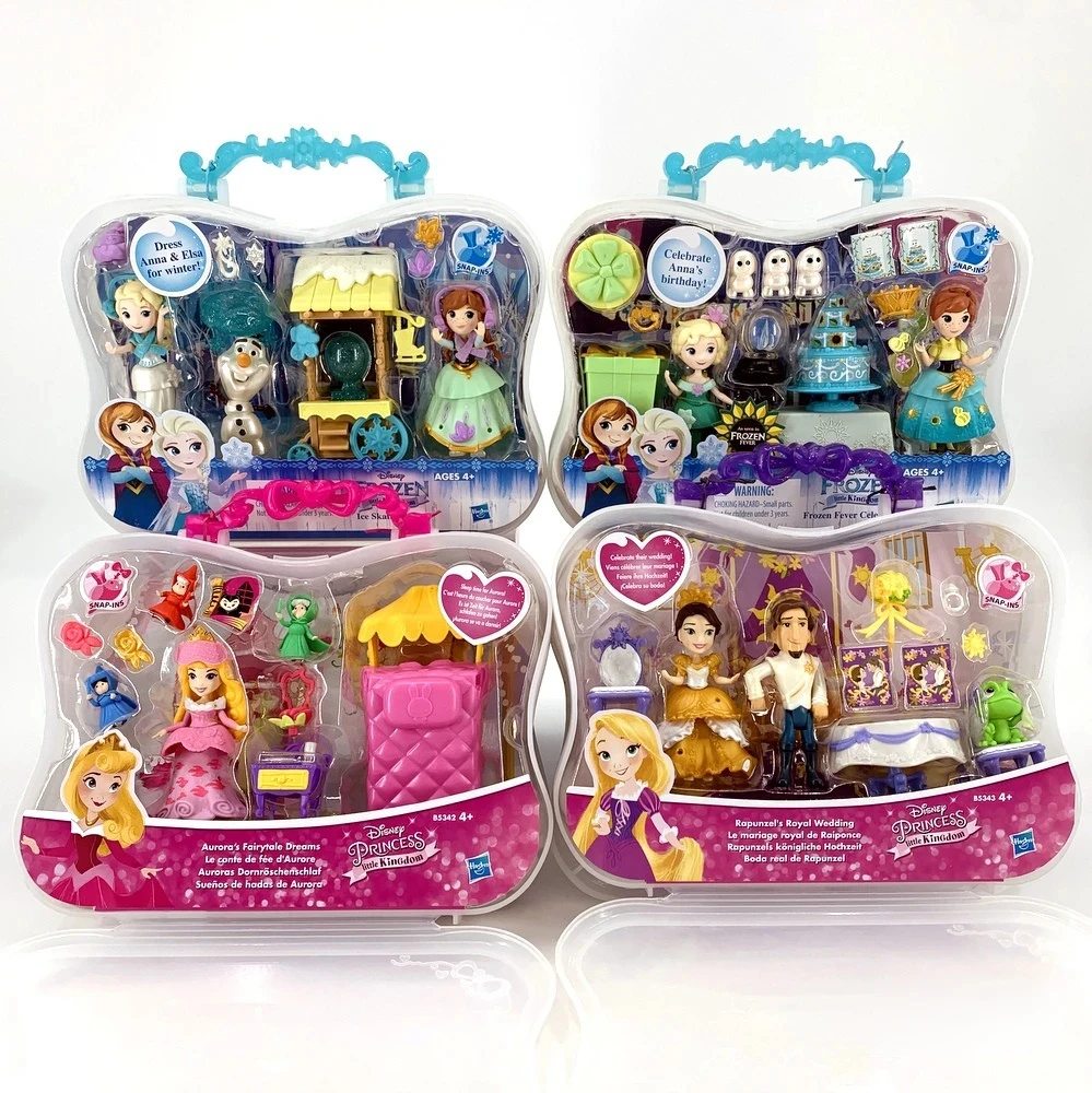 Disney Princess Little Kingdom Charmed Wardrobe Set Rapunzel Royal Wedding Jasmine Doll Dress Up Game Girls Play House Toys