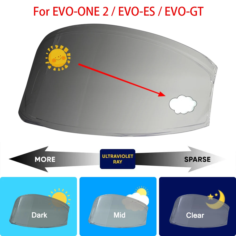 

Motorcycle Helmet Photochromic Visor Lenses which Automatically Darkens & Clears Helmet Visor For Shark EVO-ONE 2 EVO ES EVO-GT