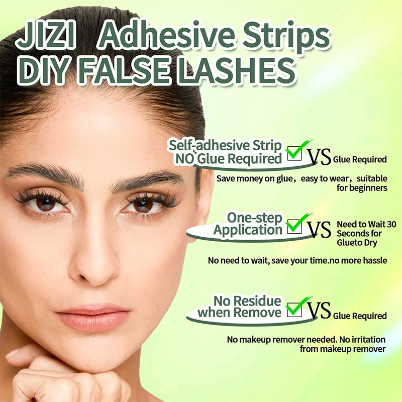 JIZI-LASH Self Adhesive Eyelashes Natural Lightweight Individual Lash Clusters 8-16mm 3D Lashes Eyelash Makeup Tool Accessories