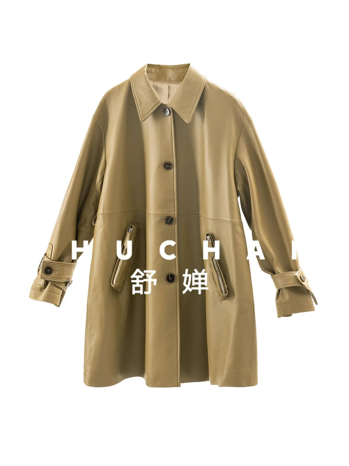 Легко окрашенный плащ из овчины на талии, кожаная куртка для