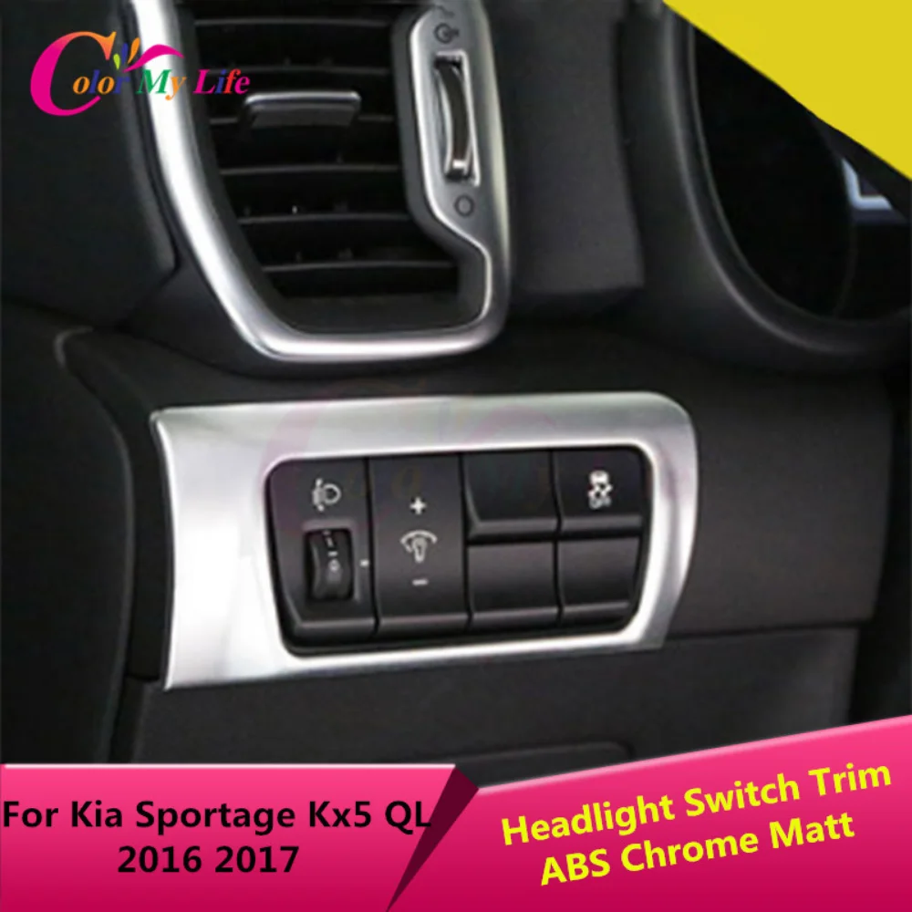 1Piece ABS Chrome Headlight Switch Adjustment Button Circle Protection Trim Sticker for Kia Sportage Kx5 QL LHD 2016-2022