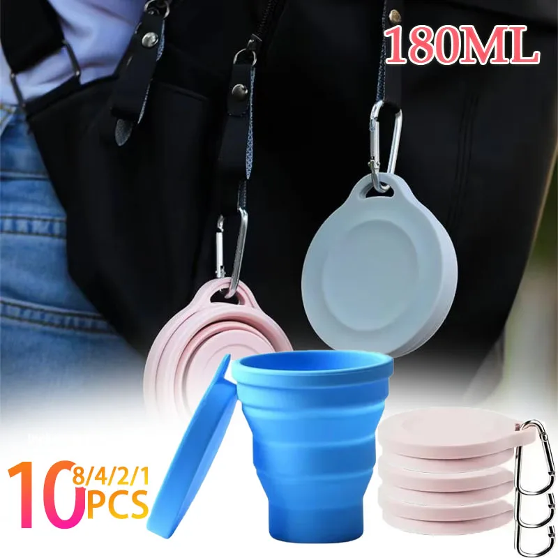1-10PCS 180ML Silicone Pieghevole Tazza di Acqua di Campeggio Esterna Da Viaggio Portatile