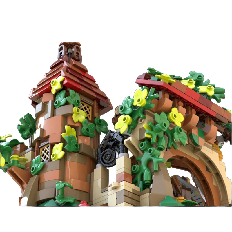 1114 pièces - Ruines urbaines dans la forêt enchantée - MOC - Blocs de construction modulaires personnalisables - Briques créatives - Design créatif - Jouet d'assemblage DIY pour garçons - Cadeau