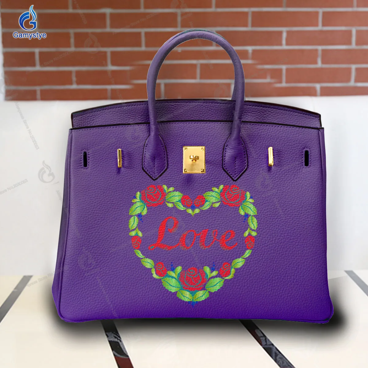 Graffiti Artisc Printed English Love Surrounded by Love Bag Real Cowskin Leather For women Handbags Designer Shoulder Bag Travel