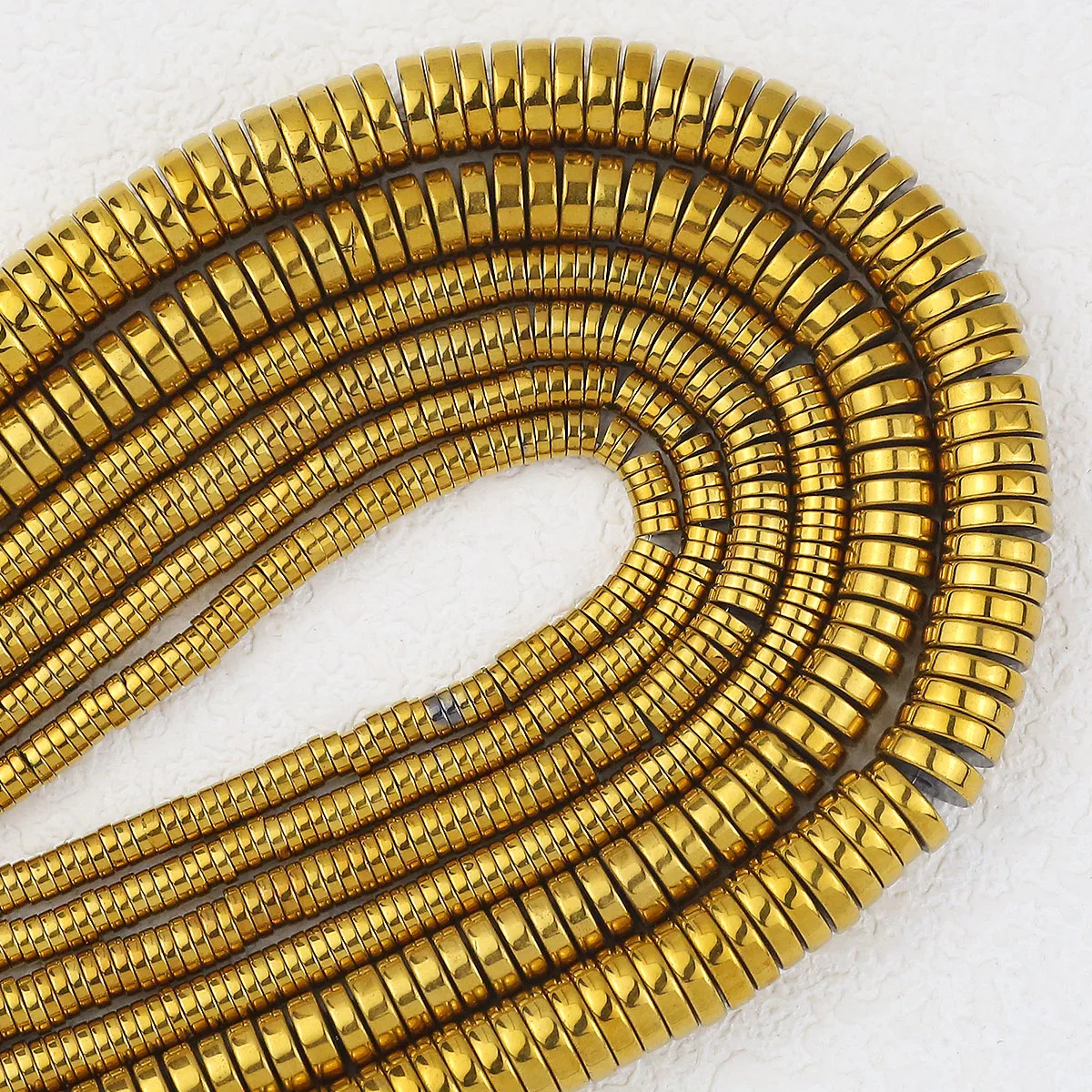 Espaçadores de Moedas Hematita, Pedra Natural, Chapeamento Dourado, Contas Soltas, Fazer Jóias, Pulseiras DIY, Colar, 3mm, 4mm, 6mm, 8mm