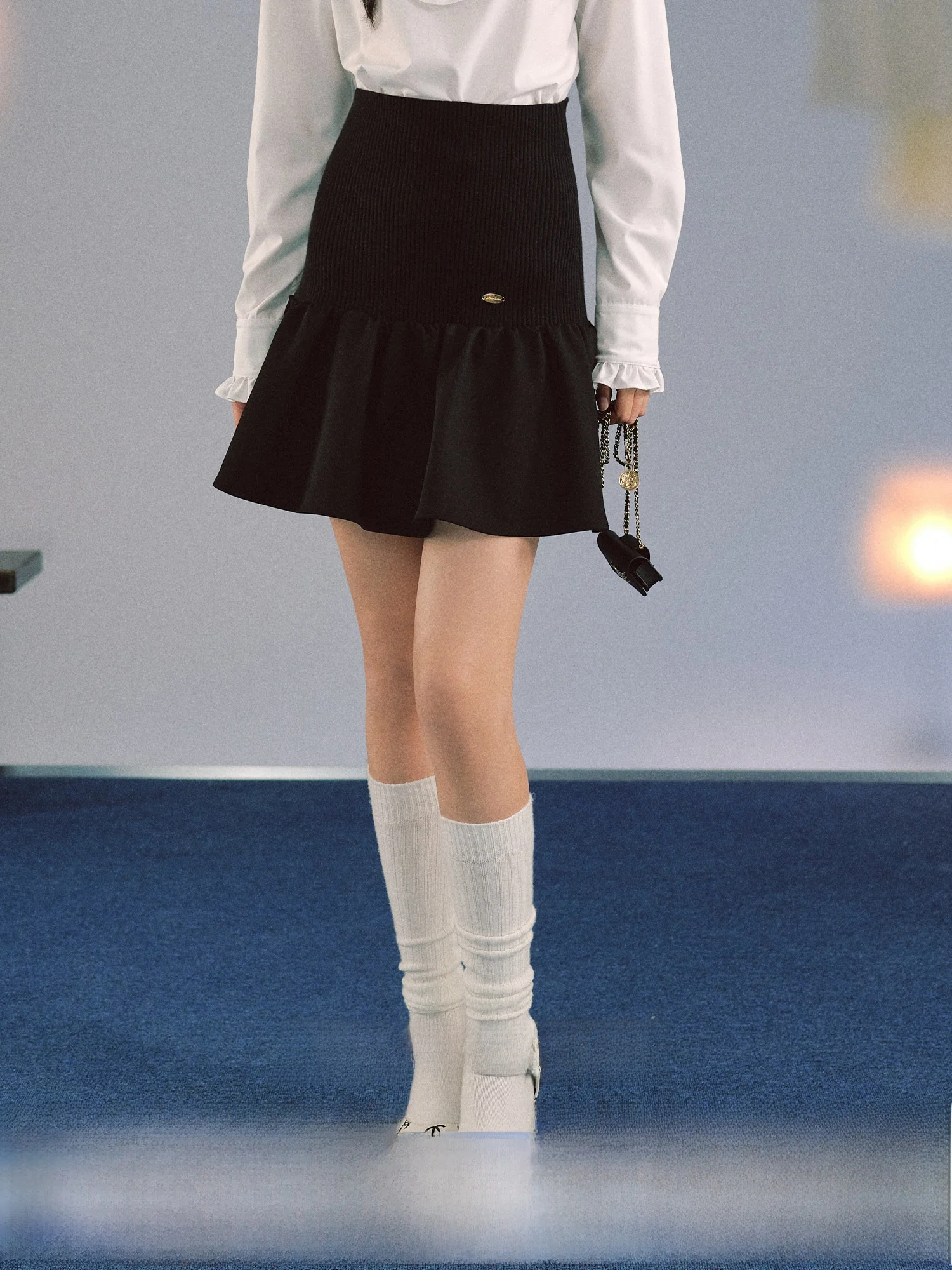 

Женская повседневная юбка А-силуэта с высокой талией из полиэстера, с драпировкой и складками, стройнящая, универсальная, в стиле «Русалка»