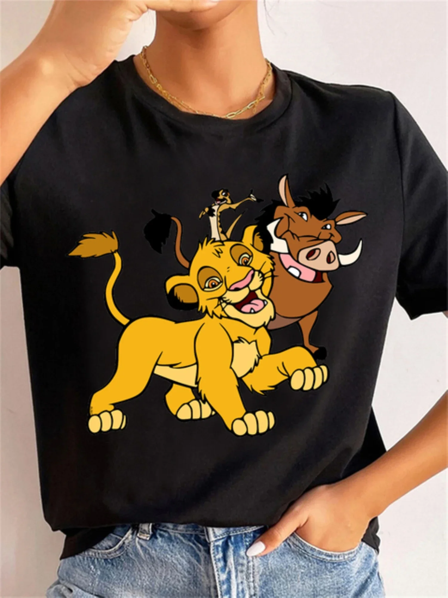 Hakina Matata T-shirt Disney Cartoon Lion King Graphics Harajuku Simba Men and Women Tops