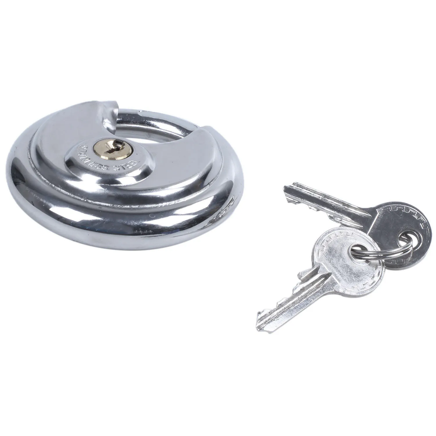 

ABKM 1x PADLOCKS HEAVY DUTY 70MM ROUND CIRCULAR DISC PADLOCK with 1 KEYS