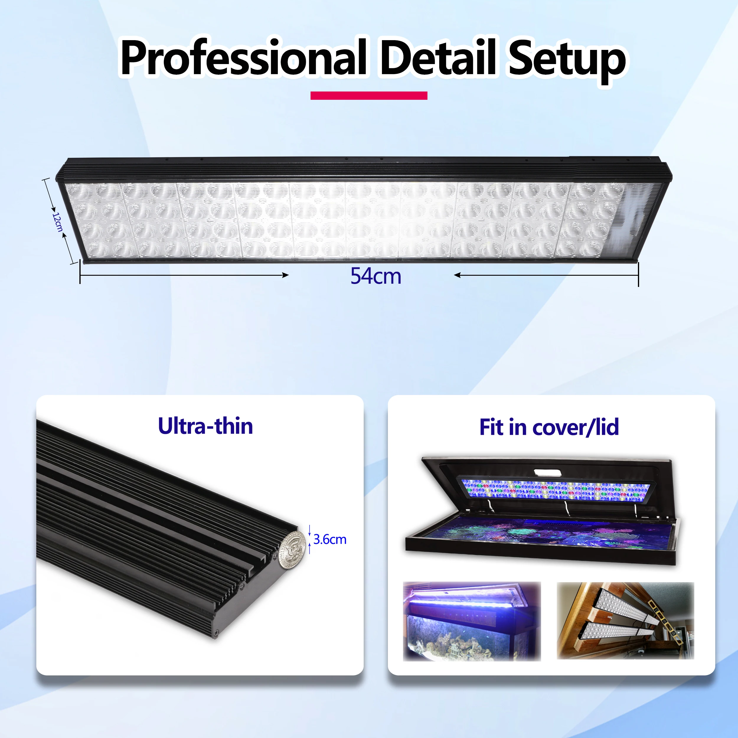 PopBloom H54 WiFI App Control Phone Control Full Spectrum Marine LED Aquarium Light for Coral Reef Fish Tank,Saltwater Lighting