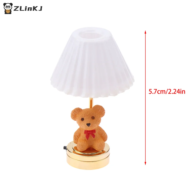 ▶ 1:12 ドールハウスミニかわいいクマテーブルランプモデルミニチュア LED ライト家庭用家具装飾おもちゃドールハウスアクセサリー照明